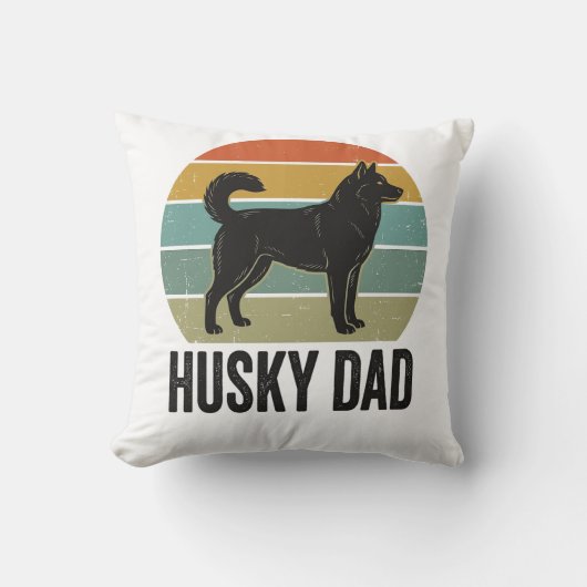 Coussin Conception de vecteur de chien rétro Husky Papa Vi (Recto)