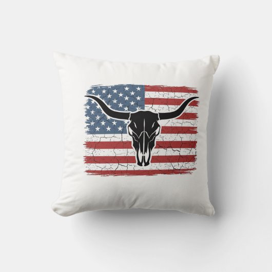 Coussin Conception de vecteur de drapeau américain de crân (Recto)