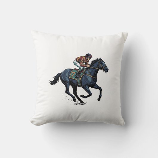 Coussin Conception de vecteur de jockey de course de cheva (Recto)