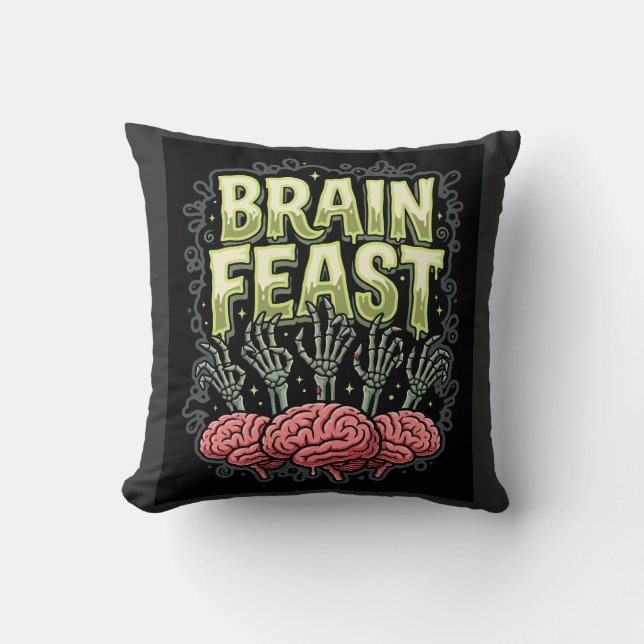 Coussin Conception de vecteur de mains de zombie de festin (Recto)