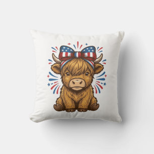 Coussin Conception de vecteur de vache Highland patriotiqu