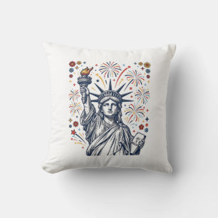 Coussin Conception de vecteur patriotique de feux d'artifi