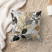 Coussin Conception de vigne à feuilles dorées, noires et g (Couverture)