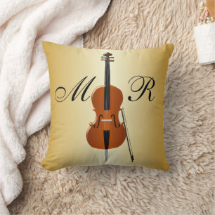Coussin Conception de violoncelle monogrammée