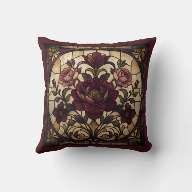 Coussin Conception de vitrail de rose  (Verso)