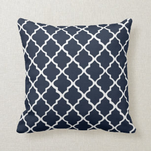 Coussin Conception décorative de Quatrefoil Marine & Blanc