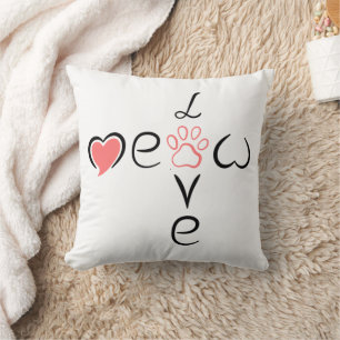 Coussin Conception d'empreinte de patte de coeur mignon po