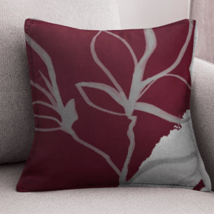 Coussin Conception des feuilles d'aquarelle de Bourgogne e