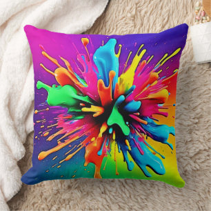 Coussin Conception d'explosion de peinture vibrante
