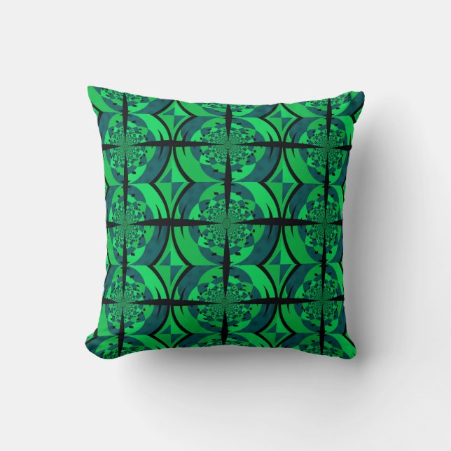 Coussin Conception d'hélice verte et noire (Recto)