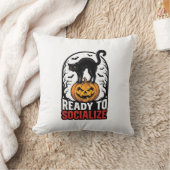 Coussin Conception d'humour de fête de chat Halloween soci (Couverture)