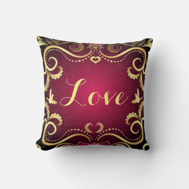 Coussin Conception d'impression du Motif Gold Love de Bour (Recto)