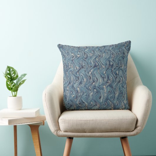 Coussin Conception d'ondulation bleue (Chaise)