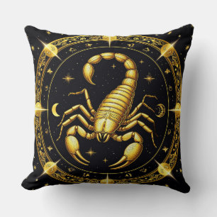 Coussin Conception du zodiaque Scorpion doré avec ornement