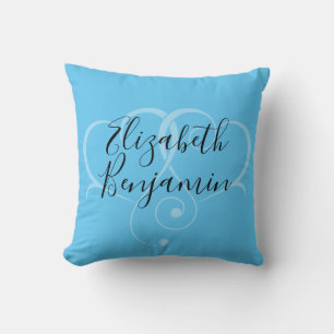 Coussin Conception élégante de cœur bleu-rose modifiable