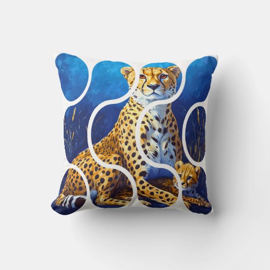 Coussin Conception faune mère et petit guépard (Recto)