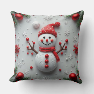 Coussin Conception Festive de Snowman avec décorations de