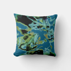 Coussin Conception florale abstraite olive sarcelle noire