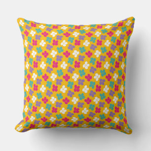 Coussin Conception florale avec des fleurs roses et bleues
