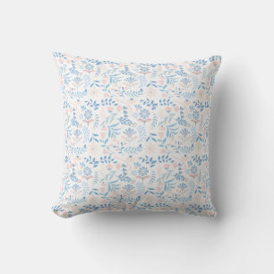 Coussin Conception florale boho impression bloc bleu rose