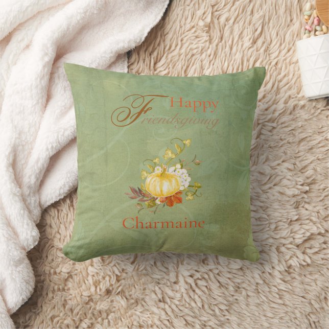 Coussin Conception florale de citrouille Friendsgiving joy (Couverture)