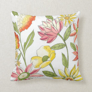Coussin Conception florale de jardin avec l'arrière - plan