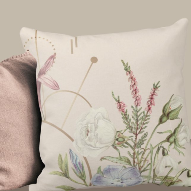Coussin Conception florale esthétique de cottage élégant (Créateur téléchargé)