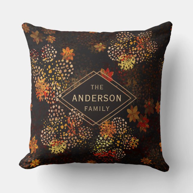 Coussin Conception florale orange et brune (Recto)