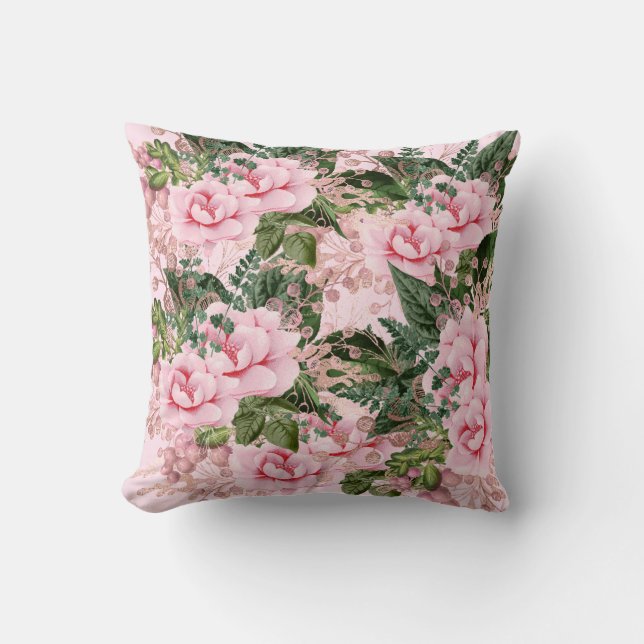Coussin CONCEPTION FLORALE rose PERSONNALISÉE (Recto)