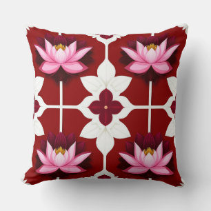 Coussin Conception florale vibrante Lotus rose