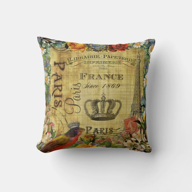 Coussin Conception française vintage de Paris sur le (Recto)