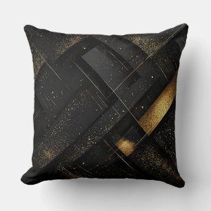 Coussin Conception géométrique abstraite noire et or