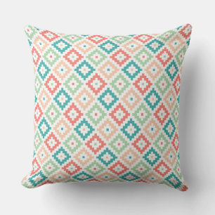 Coussin Conception géométrique en corail et sarcelle
