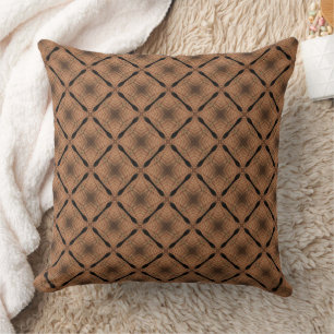 Coussin Conception géométrique en Motif Kaleidoscope Brown