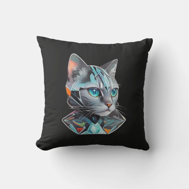 Coussin Conception géométrique futuriste des chats (Recto)
