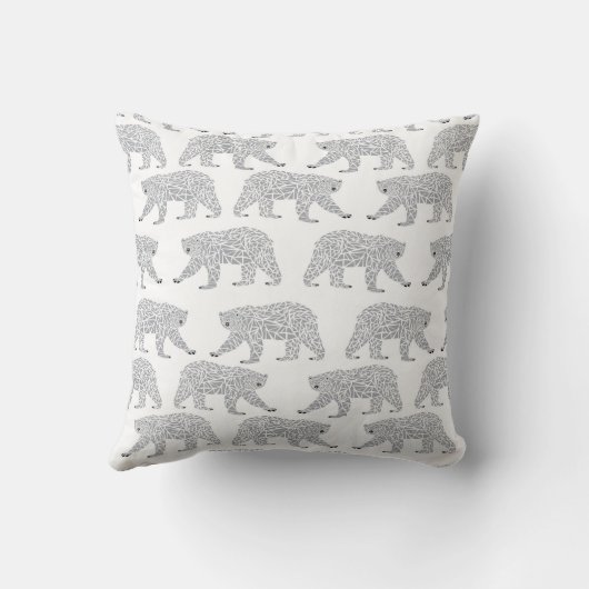 Coussin Conception géométrique grise d'ours blanc - bébé (Verso)
