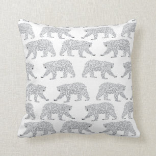 Coussin Conception géométrique grise d'ours blanc - bébé