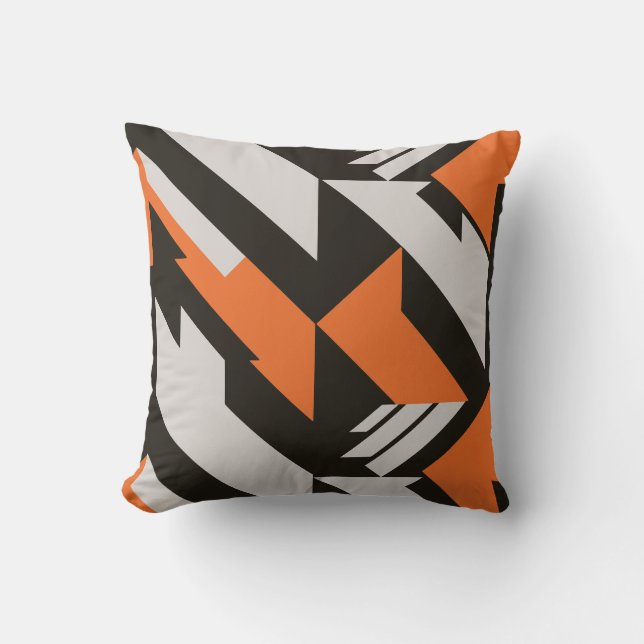 Coussin Conception géométrique orange et noire en gras (Recto)
