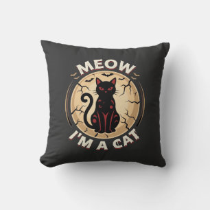 Coussin Conception graphique de chat Meow Halloween_1