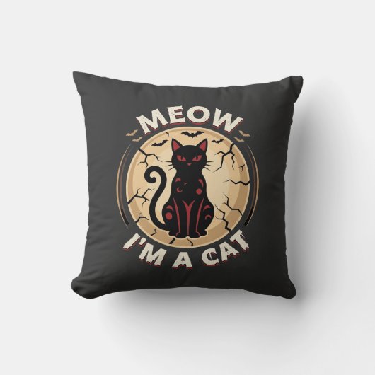 Coussin Conception graphique de chat Meow Halloween_1 (Recto)