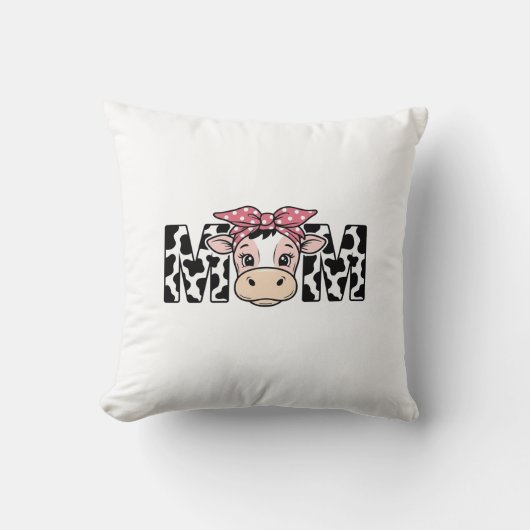 Coussin Conception graphique de maman vache mignonne arc_1 (Recto)