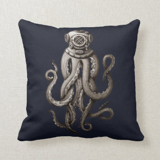 Coussin Conception graphique de rétro de plongée poulpe