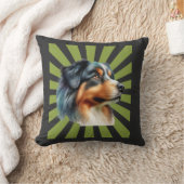 Coussin Conception graphique rétro Border Collie Sunburst (Couverture)