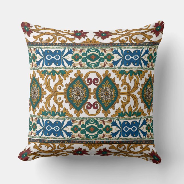 Coussin Conception inspirée du tapis serbe de Pirot 4 (Recto)