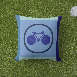 Coussin Conception inspirée du vélo sur le bleu géométriqu