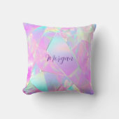 Coussin Conception iridescente sarcelle et rose, nom en éc (Recto)