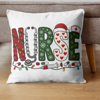 Coussin Conception médicale festive de Noël d'infirmière v