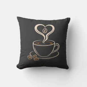 Coussin Conception minimaliste de cœur de buveur de café v