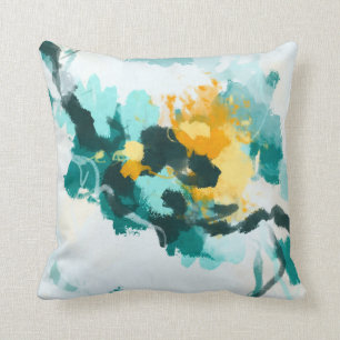 Coussin Conception moderne Abstraite Turquoise et peinte j