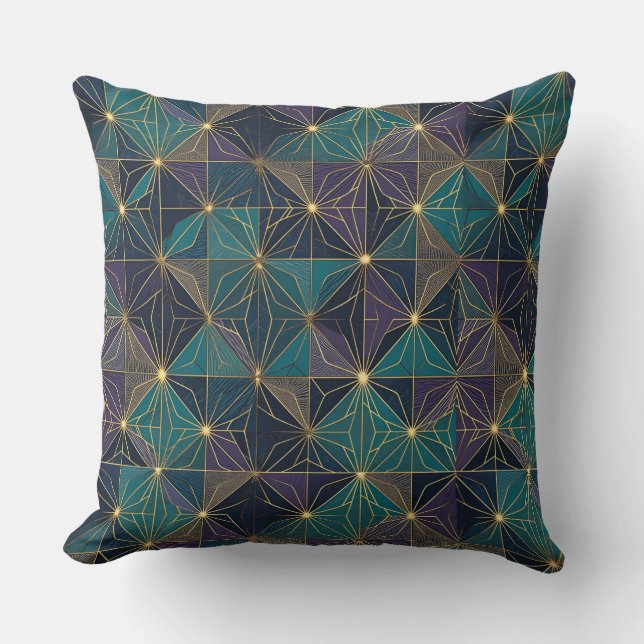 Coussin Conception Moderne Bleue Et Dorée (Recto)